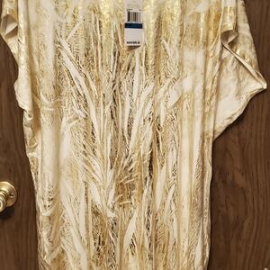 Michael Kors Gold and Cream Graphic Blouse Relaxed Fit